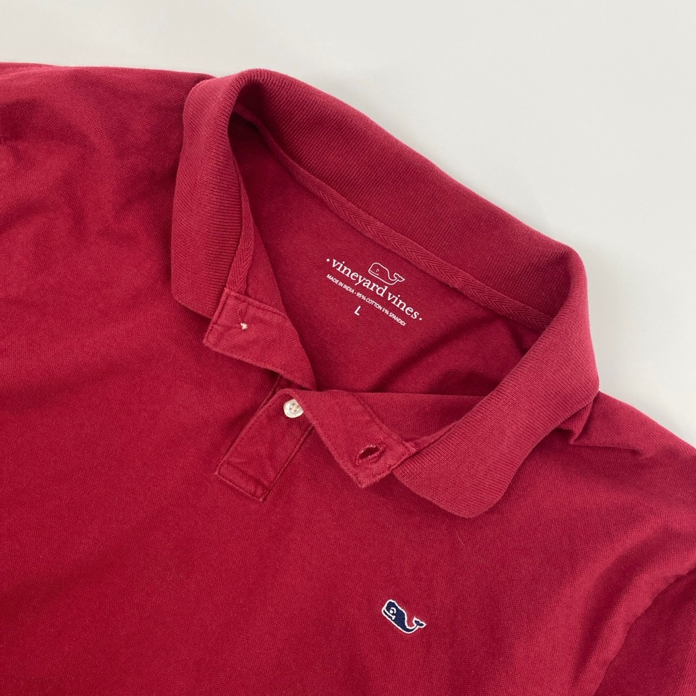 Vineyard Vines‎ Polo Shirt Mens Large Red Stretch Preppy Yacht Golf Summer Whale
